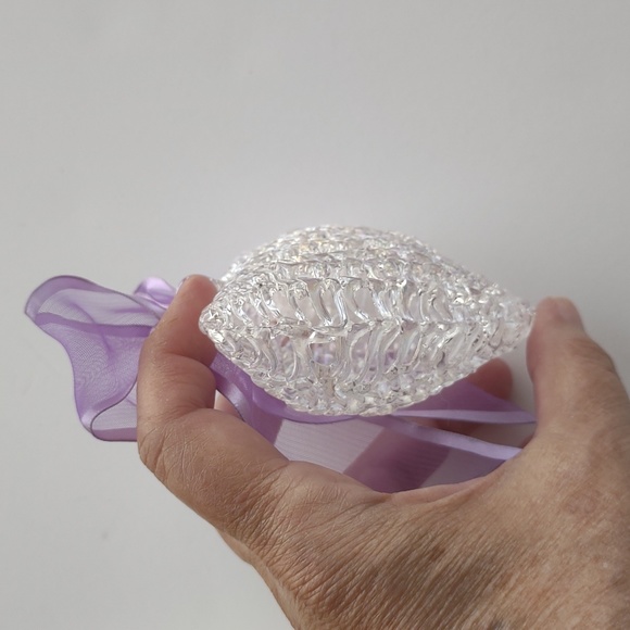 Hand Blown Spun Opalescence Glass Wire Ribbon Heart Art Gift - Picture 6 of 7